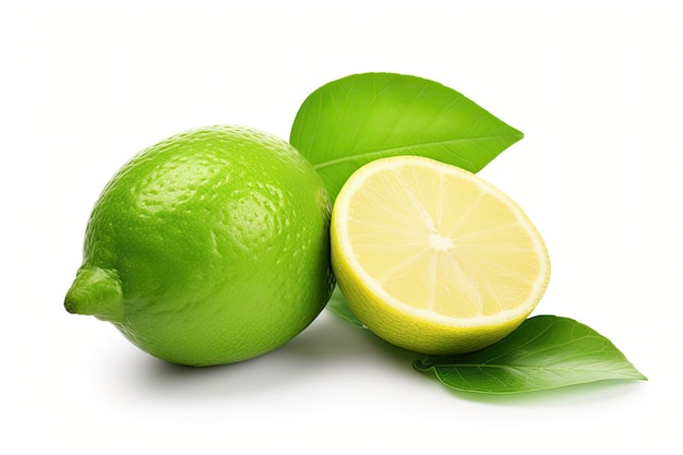 Illustrazione digitale di limone su sfondo bianco concetto di agrumi IA generativa