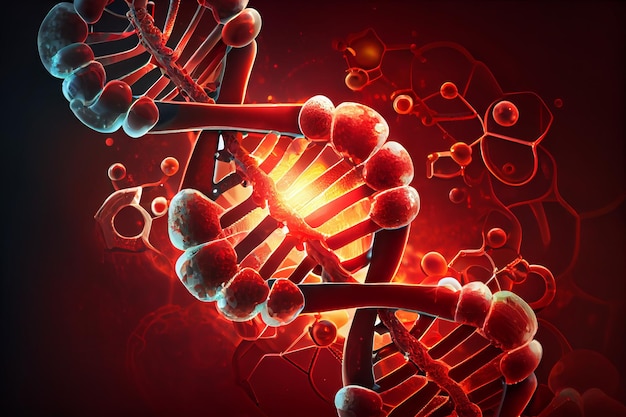 Illustrazione digitale Struttura del DNA in colore di sfondo IA generativa