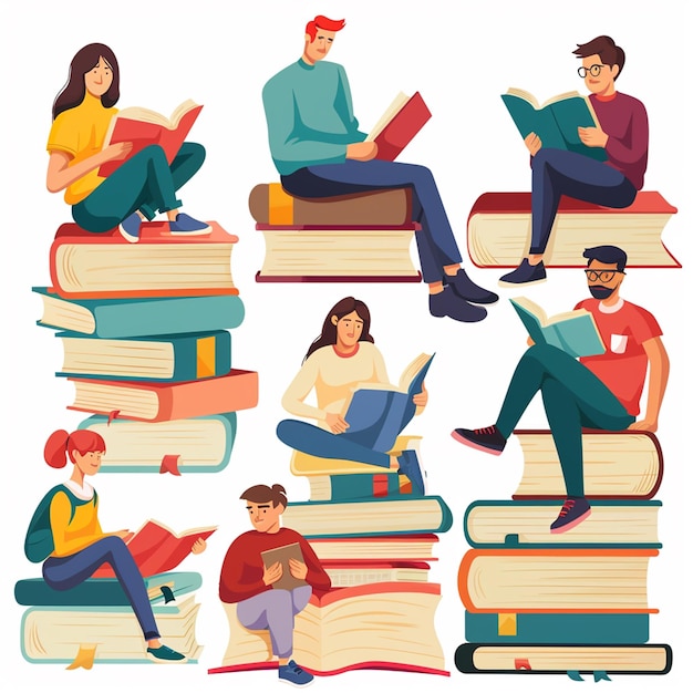 Illustrazione disegnata a mano del club di libri a disegno piatto