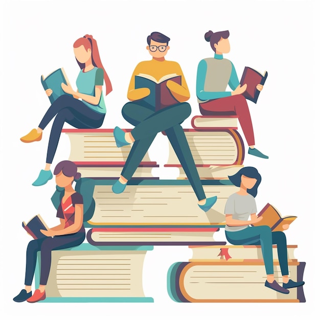 Illustrazione disegnata a mano del club di libri a disegno piatto