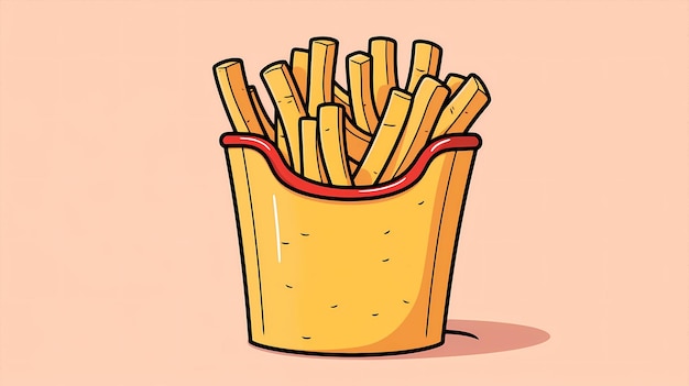 illustrazione disegnata a mano del fumetto di deliziose patatine fritte