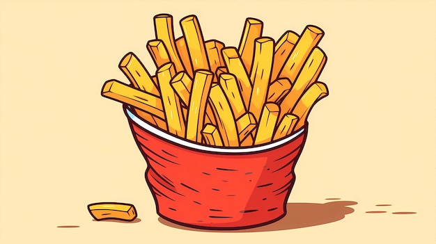 illustrazione disegnata a mano del fumetto di deliziose patatine fritte