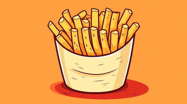 illustrazione disegnata a mano del fumetto di deliziose patatine fritte