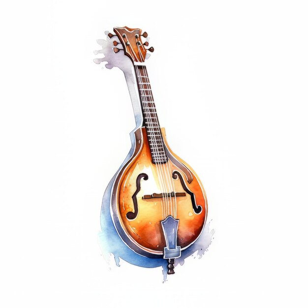 Illustrazione disegnata a mano dell'acquerello di una chitarra