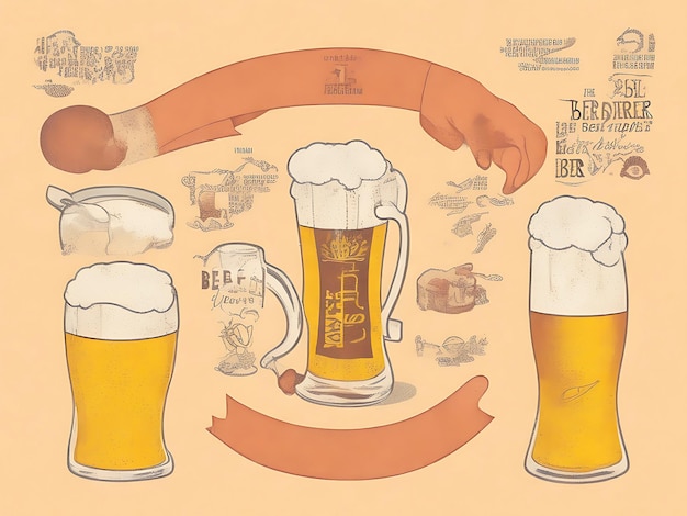 Illustrazione disegnata a mano della Giornata internazionale della birra generata dall'AI