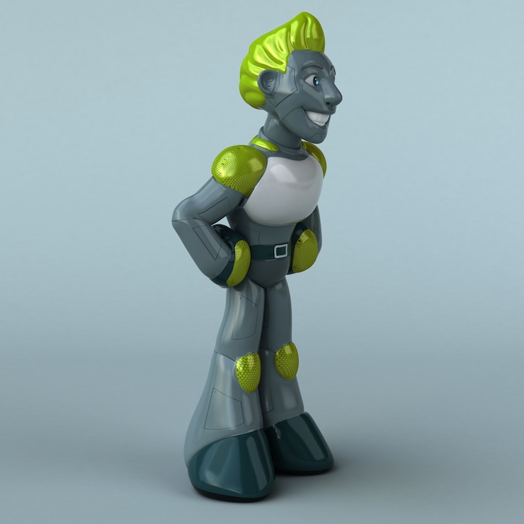 Foto illustrazione divertente del robot verde