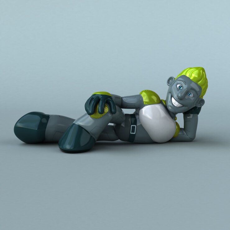 Foto illustrazione divertente del robot verde