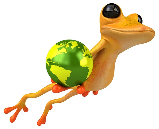 Illustrazione divertente della rana gialla 3D