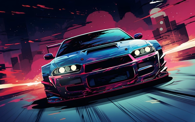 Illustrazione Drift car sports background