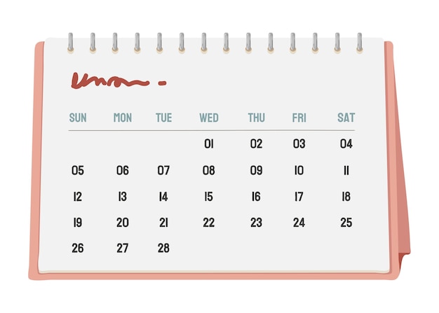 Illustrazione estetica del calendario da scrivania