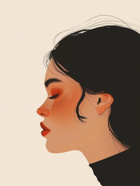 Illustrazione estetica minimalista di una ragazza con vitiligo AI generativa