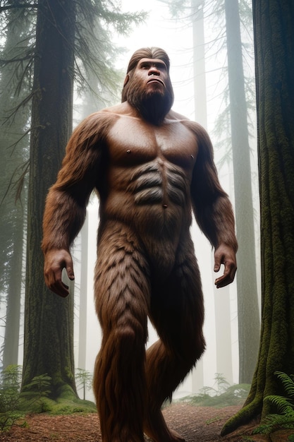 Illustrazione fantasy di Bigfoot o Yetti Generative AI