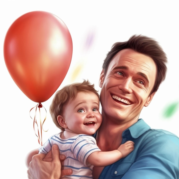 Illustrazione felice del padre e del bambino