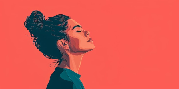 Illustrazione femminile minimalista con copyspace per il testo