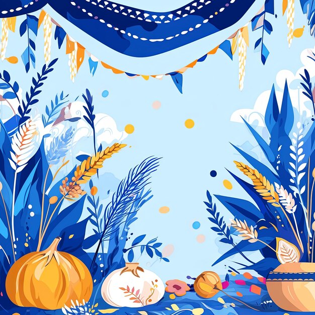 illustrazione Festa della raccolta indiana sullo sfondo in blu