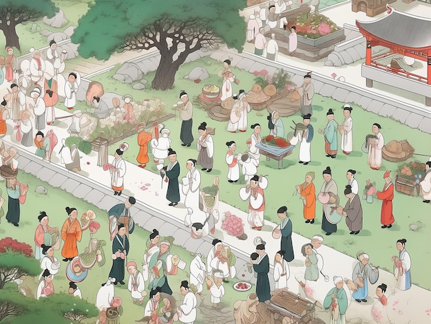 illustrazione Festival Ching Ming in verde