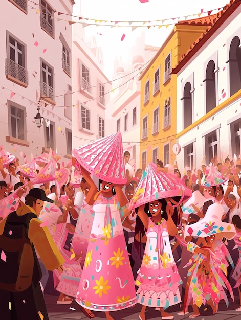 illustrazione Festival di Sao Joao in rosa