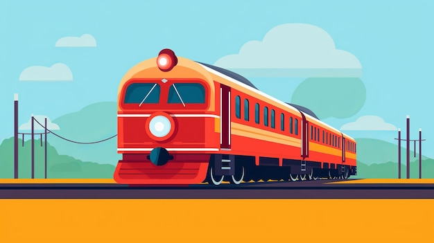 Illustrazione flatflat del cartone animato a treno singolo Minima Listsingle Gnerative ai