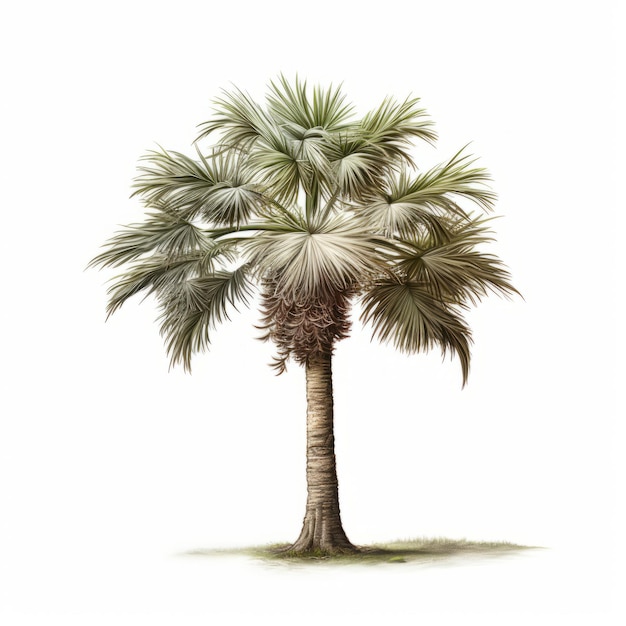 Illustrazione fotorealista di una palma in acquerello naturalistico