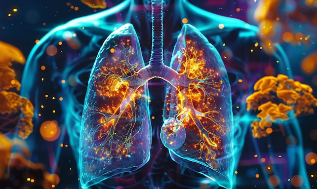 illustrazione futuristica dei polmoni umani tecnologia della medicina moderna