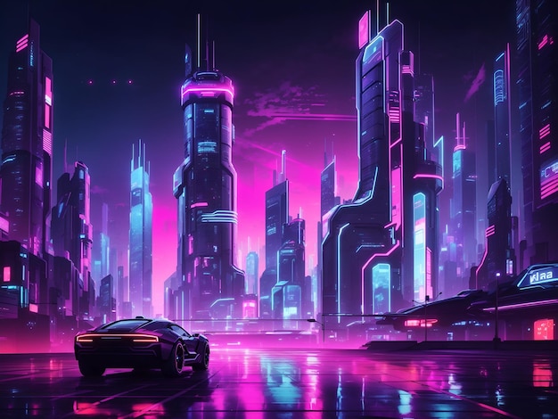 Illustrazione futuristica di Cyberpunk City