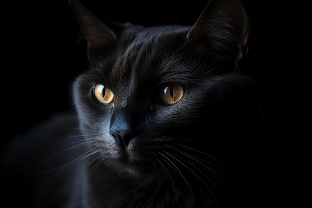illustrazione gatto con occhi blu generativo ai