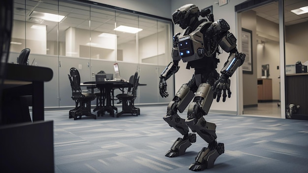 Illustrazione generata ai Robot a figura intera con forza speciale dell'esercito in metallo