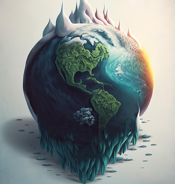 Illustrazione generata da Ai Il pianeta Terra ghiacciato a causa delle basse temperature