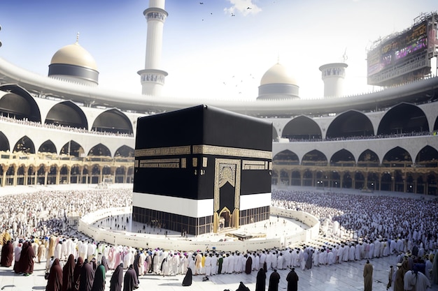 Illustrazione generata da Ai Pellegrini musulmani alla Kaaba di Hajj