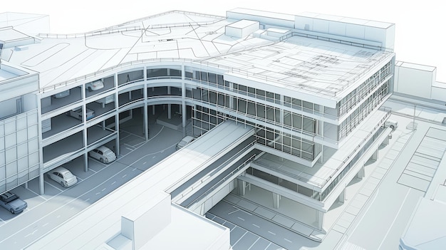 Illustrazione generata dall'AI per un parcheggio a più livelli