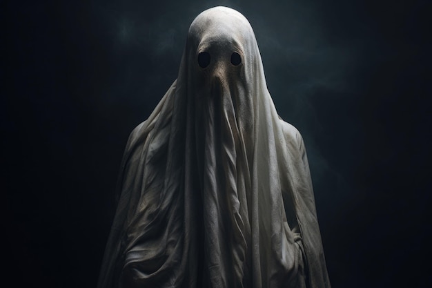 Illustrazione generata dall'IA del fantasma spaventoso bianco realistico