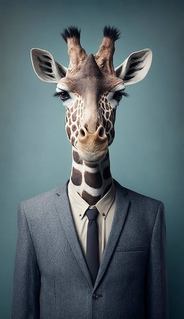 Illustrazione generata dall'intelligenza artificiale di una giraffa con un costume