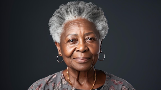 illustrazione generata di un ritratto in primo piano di una splendida signora anziana afroamericana
