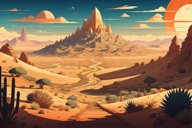 Illustrazione generativa dell'IA del deserto delle montagne rocciose