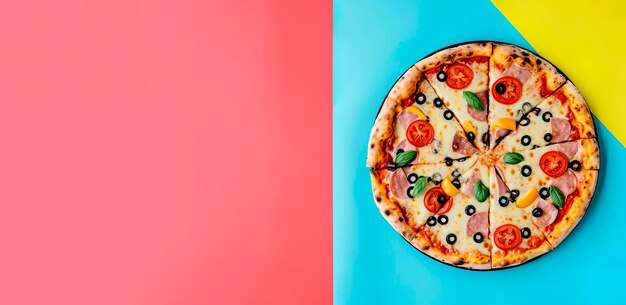 Illustrazione generativa di AI degli sfondi di pizza con spazio di copia