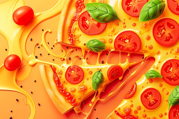 Illustrazione generativa di AI degli sfondi di pizza con spazio di copia