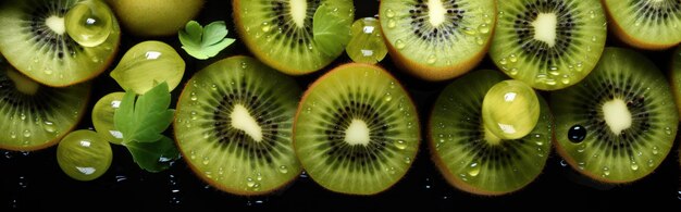 Illustrazione generativa di un banner di kiwi estivi per alimenti creativi