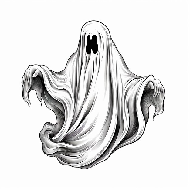 Illustrazione geometrica del fantasma di Halloween disegnata a mano