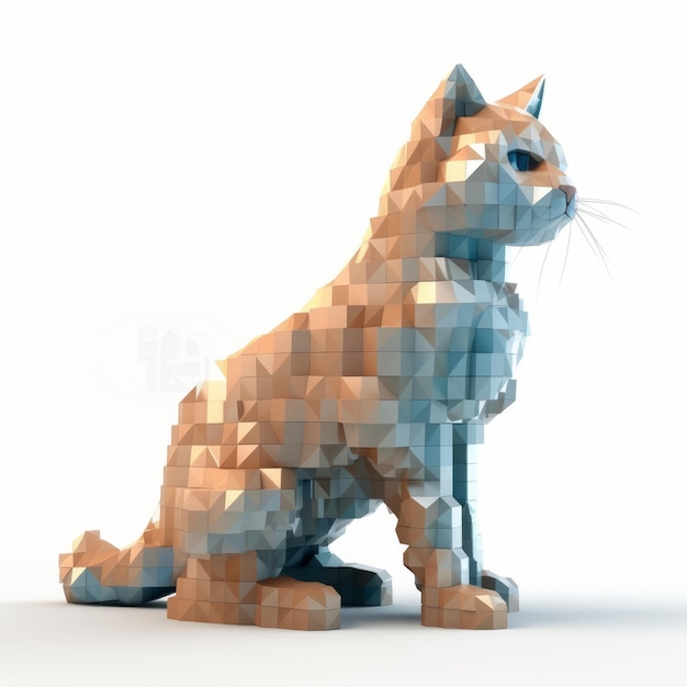 Illustrazione gigante del gatto del blocco del pixel 3d