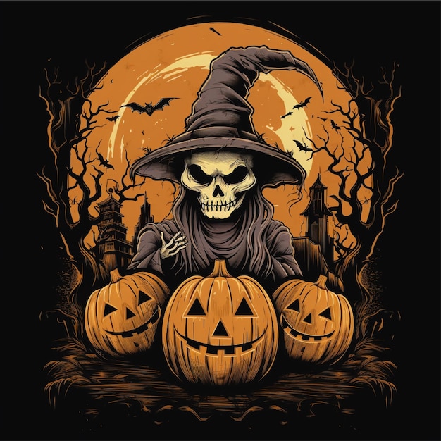 illustrazione grafica della grafica della maglietta di halloween