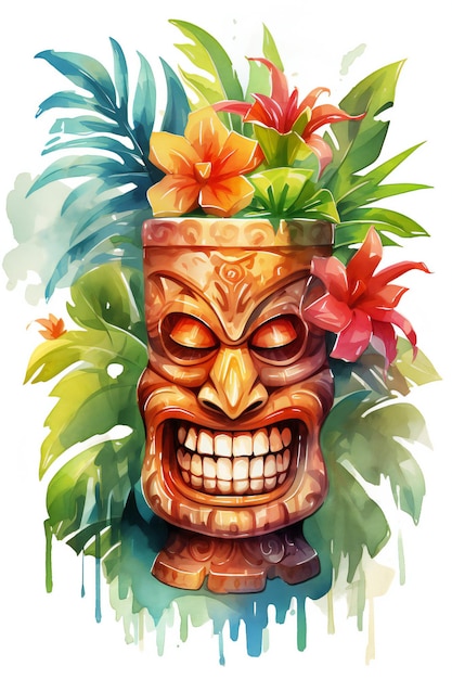 Illustrazione grafica della maschera tiki hawaiana