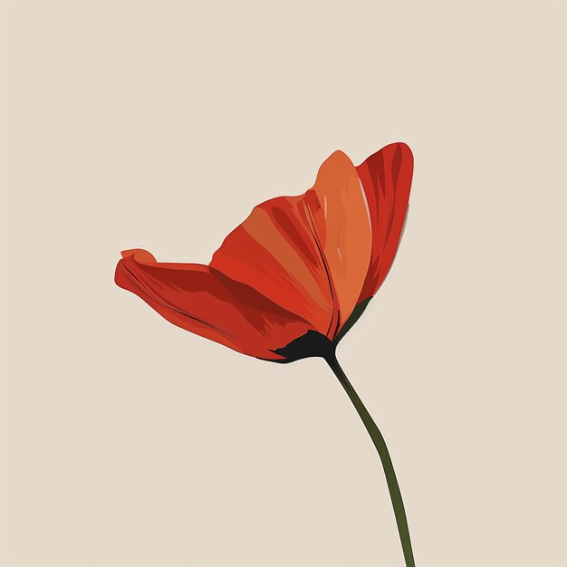 Illustrazione grafica di un fiore rosso su uno sfondo luminoso in stile minimalista