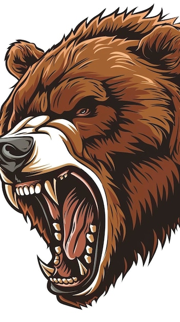 Illustrazione gratuita della testa di orso ruggente isolata sul vettore di mascotte bianca Bear Drawing
