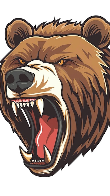 Illustrazione gratuita della testa di orso ruggente isolata sul vettore di mascotte bianca Bear Drawing