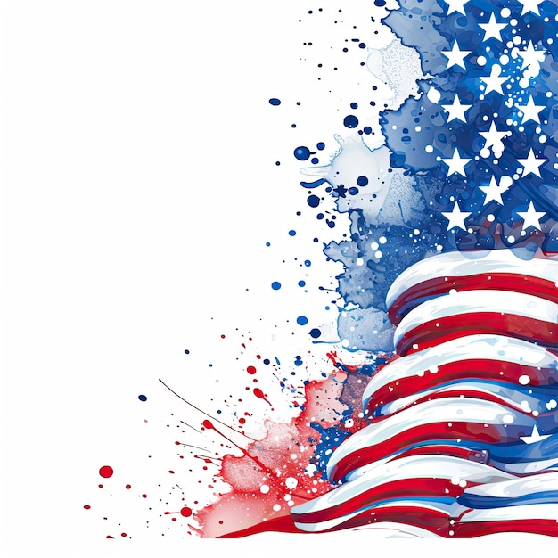 Illustrazione HeaderFooter dello sfondo patriottico degli Stati Uniti nei colori della bandiera americana con il bianco