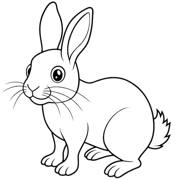 Illustrazione in bianco e nero di un coniglio carino per il libro da colorare