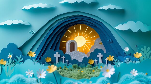 Illustrazione in carta della tomba vuota di Pasqua