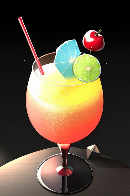 Illustrazione in cartone animato di una bevanda da cocktail in stile fumetto per la progettazione di oggetti di scena per giochi