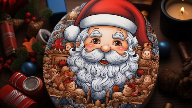 Illustrazione incantata di Babbo Natale Una stravagante rappresentazione dell'intelligenza artificiale generativa di Babbo Natale