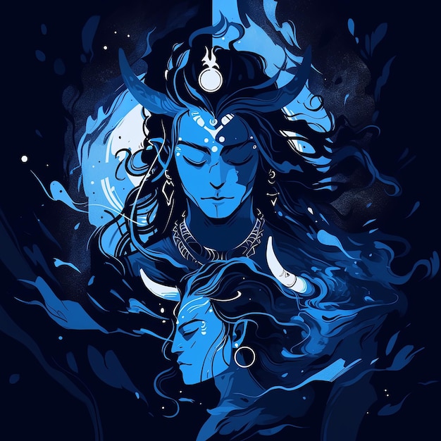 Illustrazione India Maha Shivratri in blu